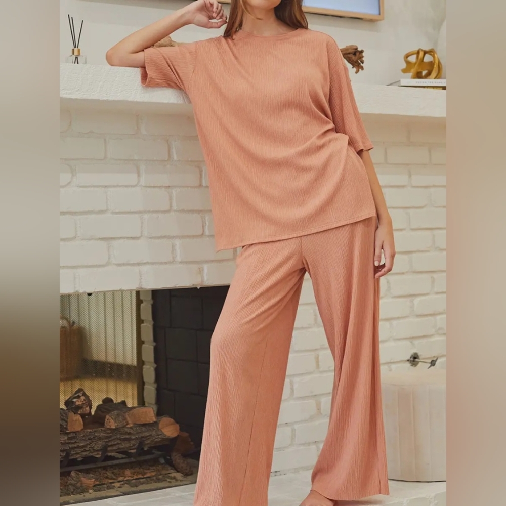 #265 🛑M BOHO CHIC 2 PIECE SET WIDE LEG PANTS & TUNIC TOP